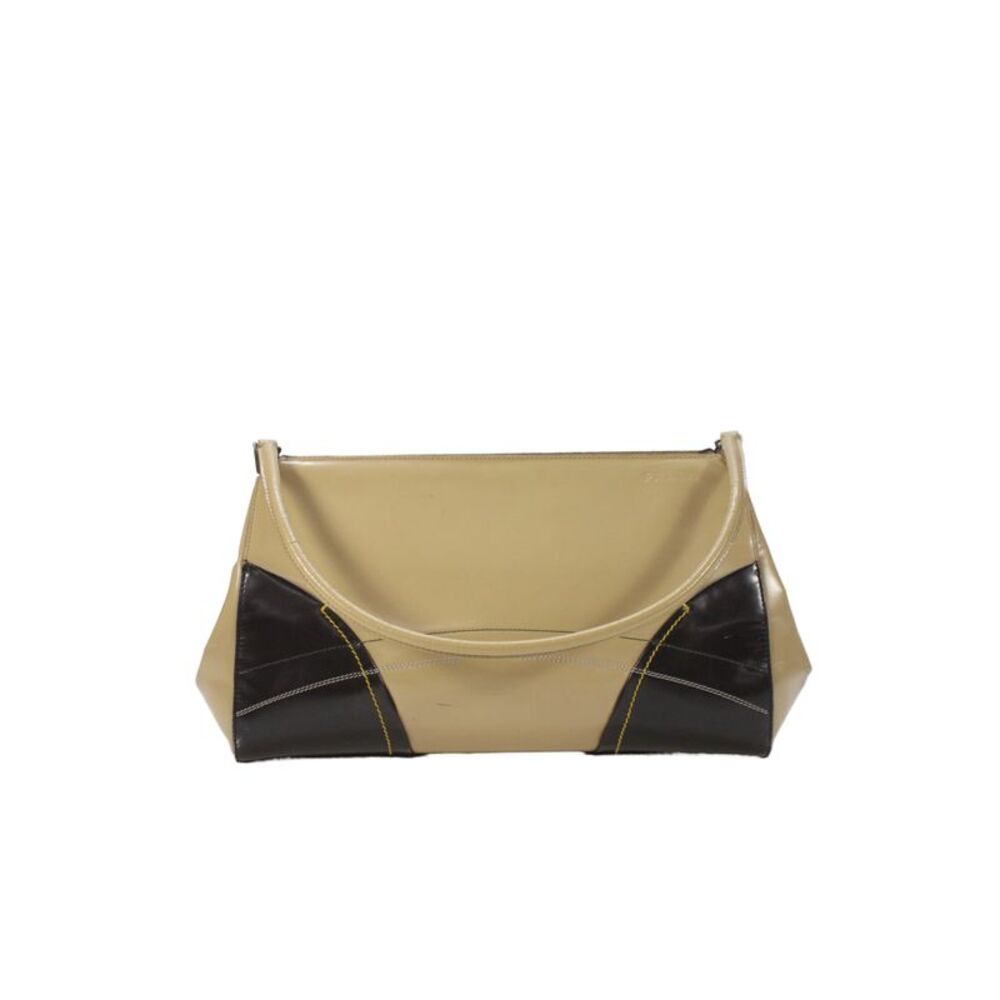 Prada Womens Spazzolato Chic Color Block Shoulder Bag Handbag Beige Brown